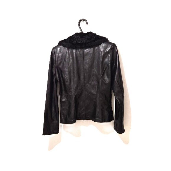 Vintage An'ge Paris Faux Leather & Faux Fur Jacket France Y2K Matrix Minimalist - Picture 3 of 7
